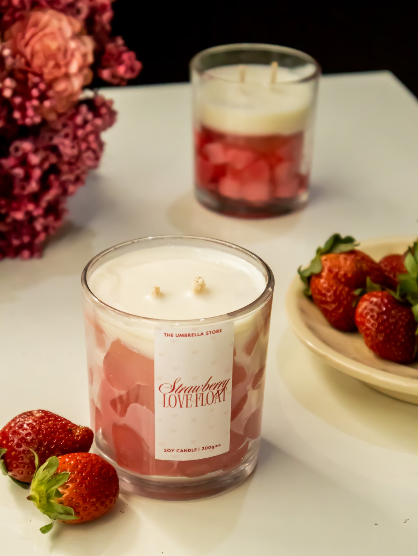 Strawberry Love float Candle | ICED STRAWBERRY CANDLE