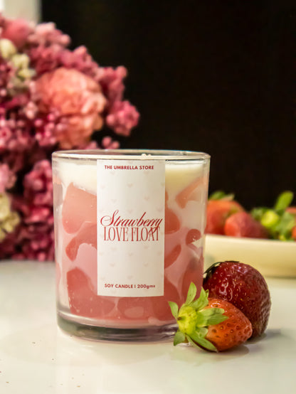 Strawberry Love float Candle | ICED STRAWBERRY CANDLE