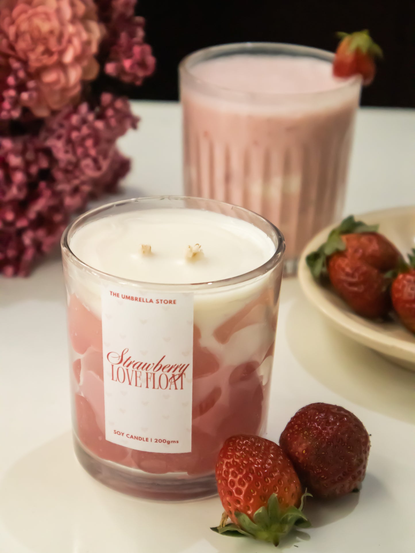 Strawberry Love float Candle | ICED STRAWBERRY CANDLE