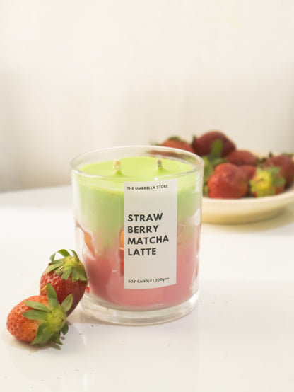 Strawberry matcha latte Candle | ICED STRAWBERRY MATCHA CANDLE