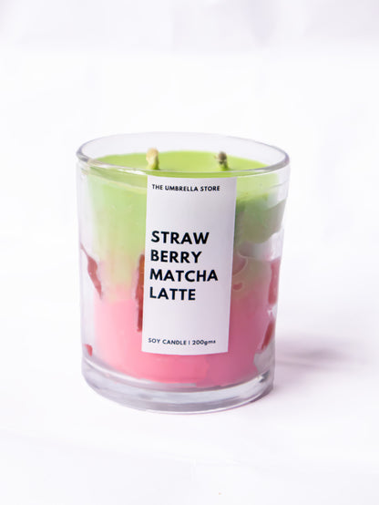 Strawberry matcha latte Candle | ICED STRAWBERRY MATCHA CANDLE