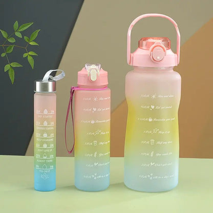 Gradient Color Sipper Water Bottle- Set of 3